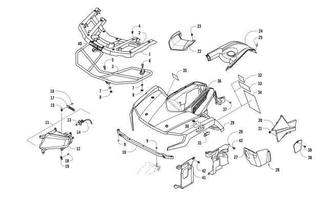 FRONT BODY, RACK, AND HEADLIGHT ASSEMBLY