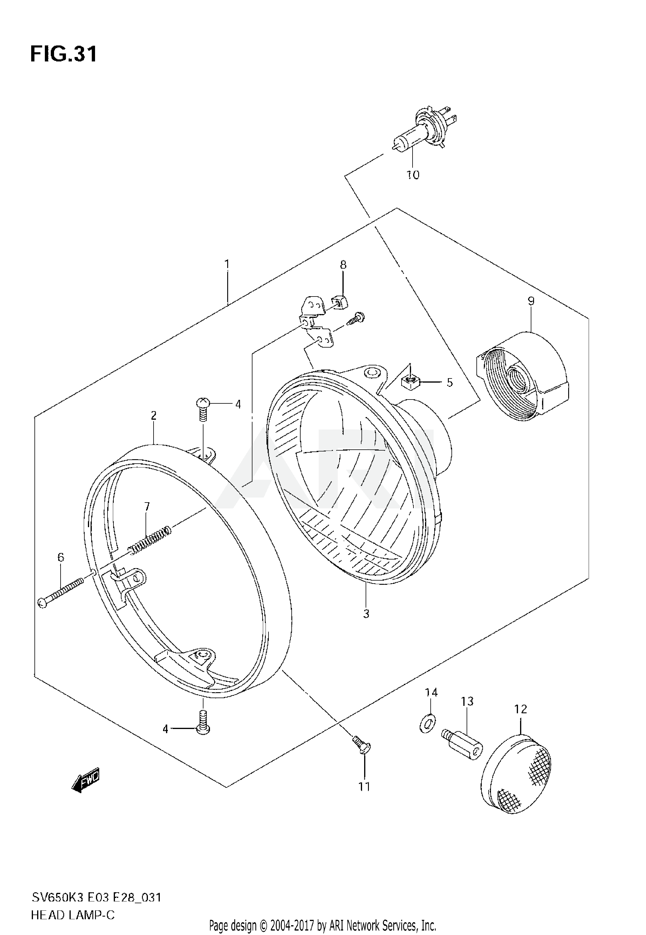 HEADLAMP (SV650K3/K4/K5/K6/K7/AK7)