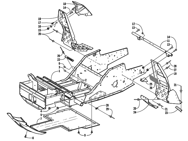 FRONT FRAME AND FOOTREST ASSEMBLY