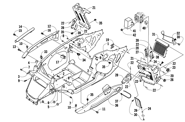 FRONT FRAME AND FOOTREST ASSEMBLY