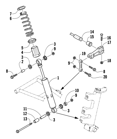 SHOCK ABSORBER AND SWAY BAR ASSEMBLY