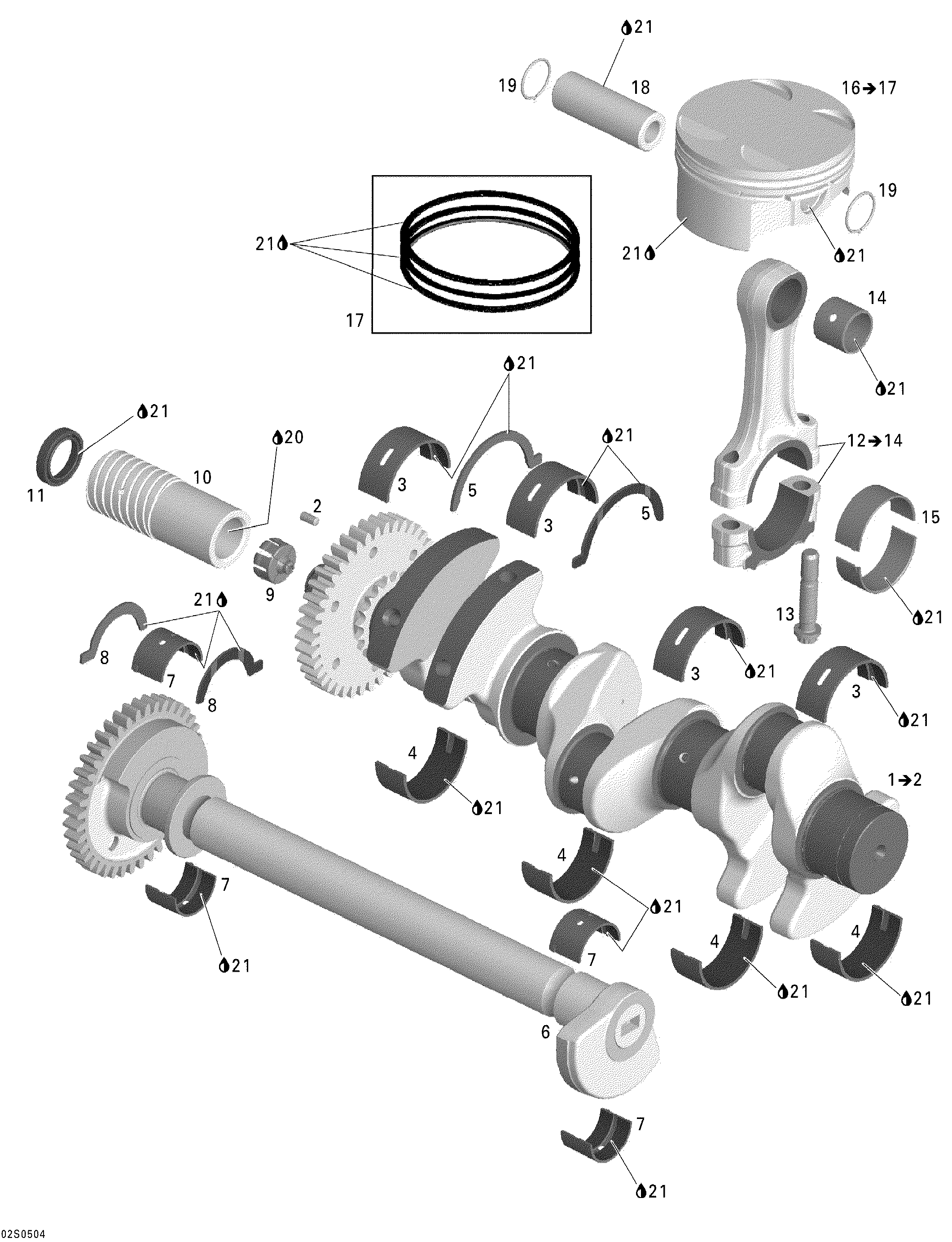 Crankshaft, Pistons And Balance Shaft