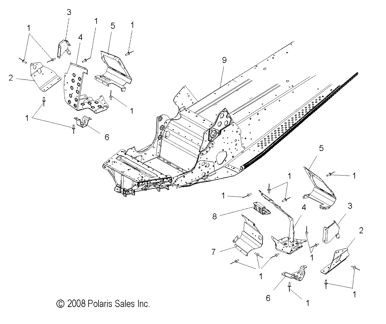 CHASSIS, ASM. and FOOTRESTS - S09PP7FS/FE (49SNOWCHASSIS09TRBODRGN)