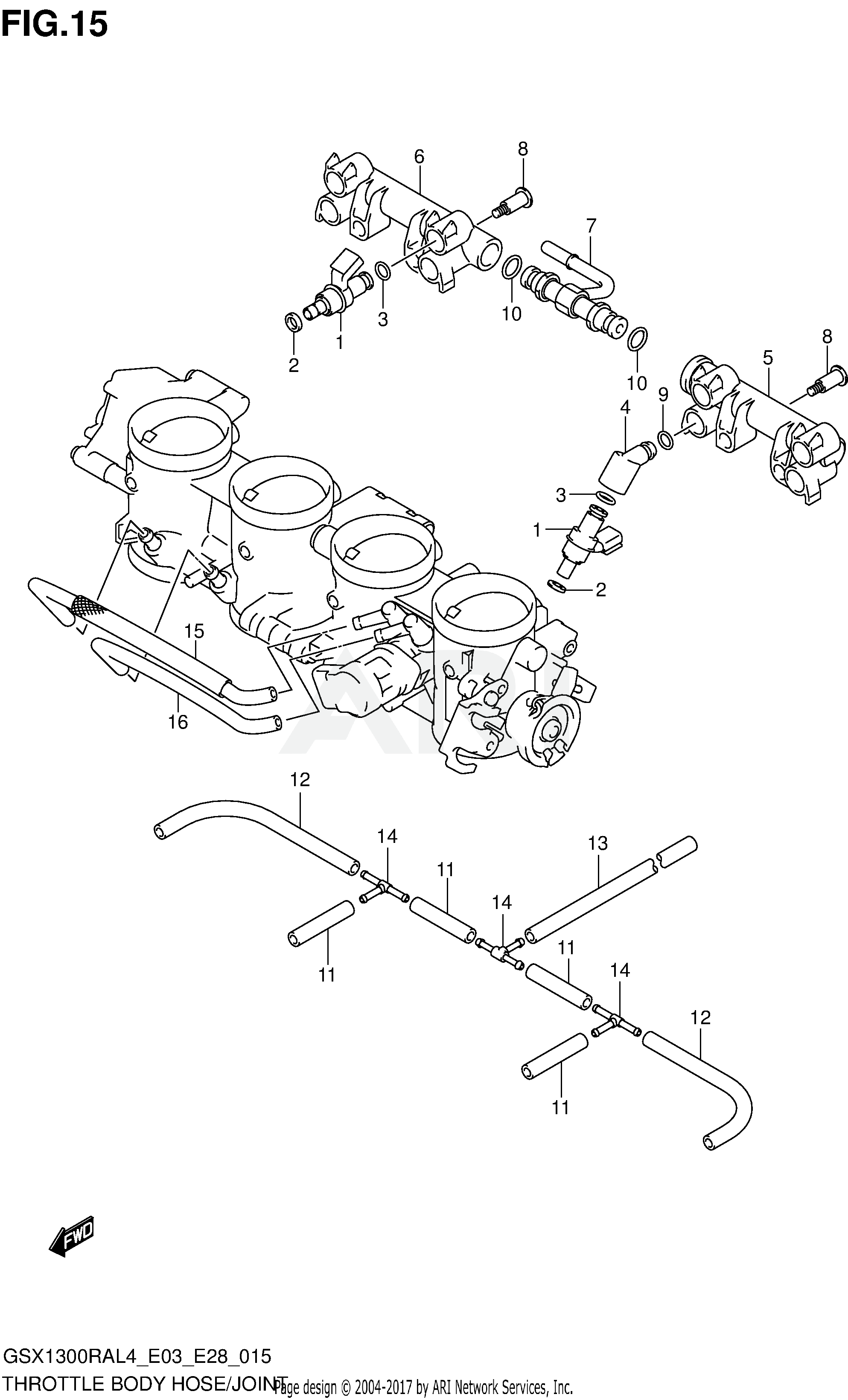 THROTTLE BODY HOSE/JOINT (GSX1300RAL4 E28)