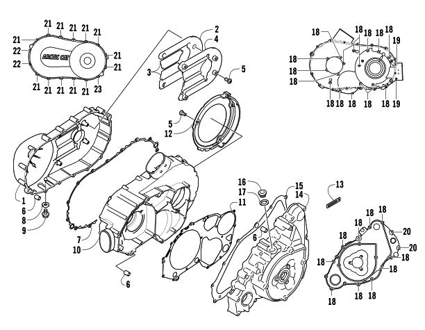 CLUTCH/V-BELT/MAGNETO COVER ASSEMBLY