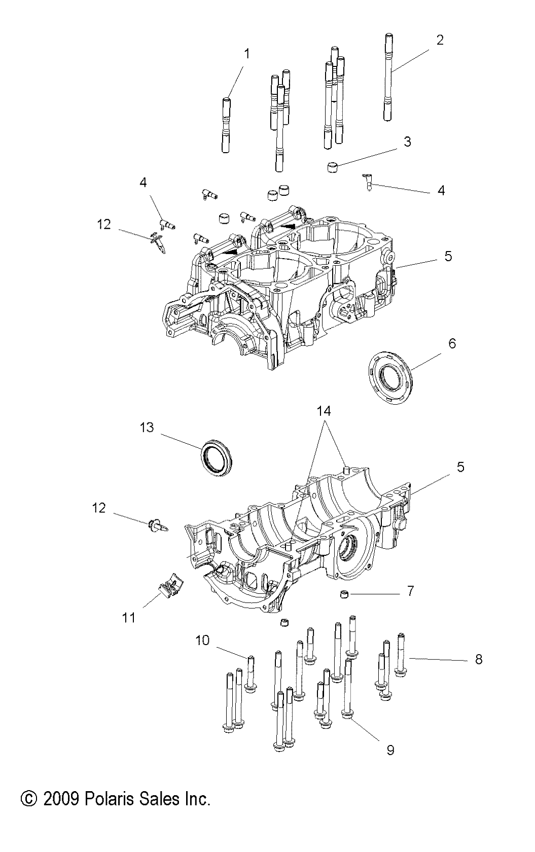 ENGINE, CRANKCASE - S14PT6HSL/HEL (49SNOWCRANKCASE10700RMK)