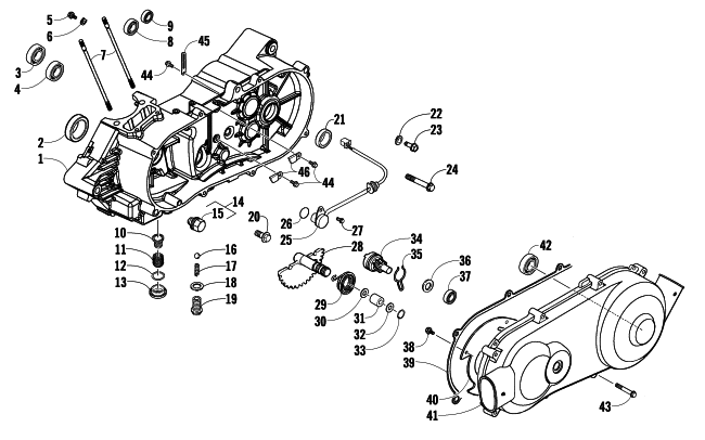 LEFT CRANKCASE AND COVER ASSEMBLY