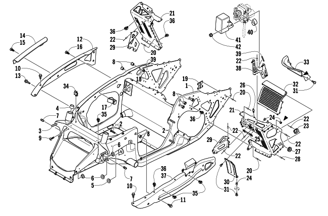 FRONT FRAME AND FOOTREST ASSEMBLY