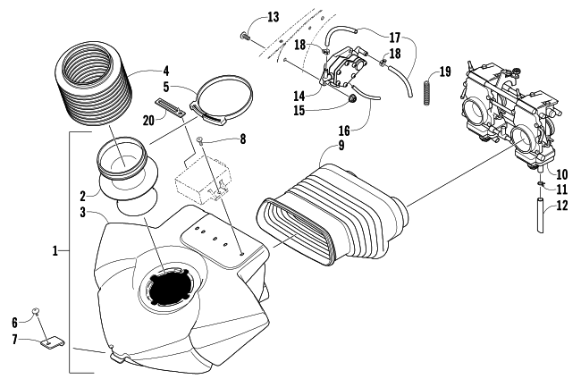 AIR SILENCER, CARBURETOR, AND FUEL PUMP ASSEMBLY