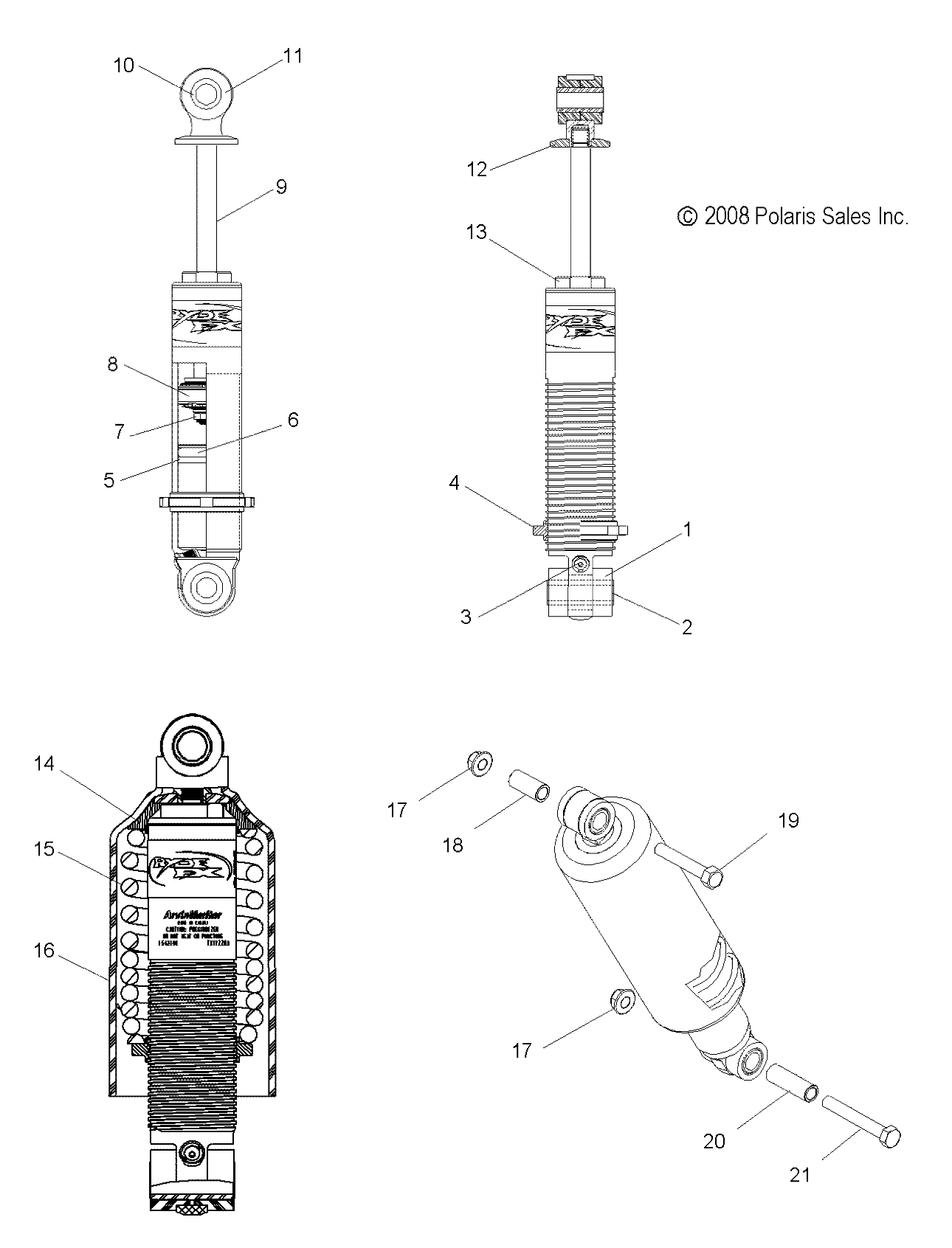 SUSPENSION, SHOCK, FRONT TRACK (7043244) - S09PB8ES/ESL (49SNOWSHOCKFRONT7043244TRBO)