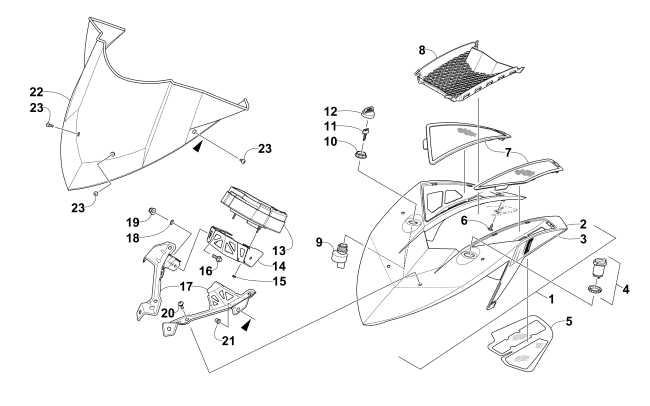 WINDSHIELD AND INSTRUMENTS ASSEMBLIES