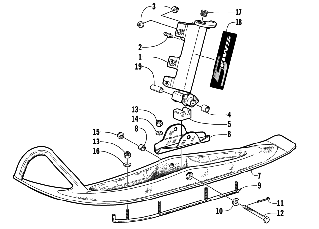 SKI AND SPINDLE ASSEMBLY