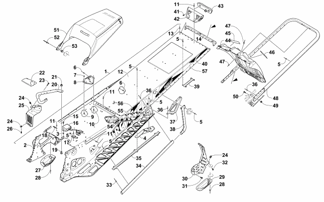 TUNNEL, REAR BUMPER, AND SNOWFLAP ASSEMBLY