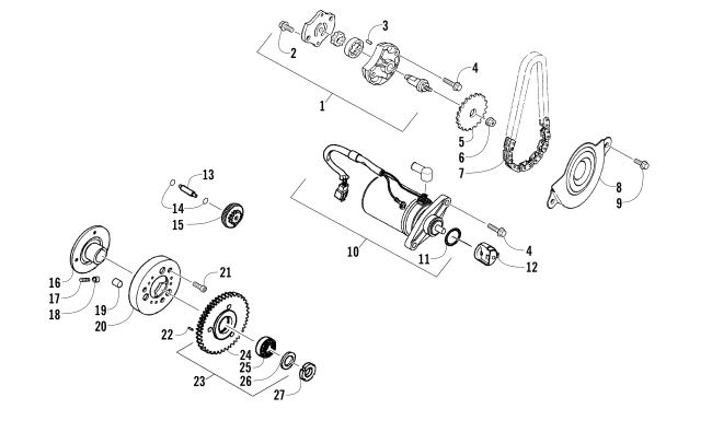 STARTER MOTOR AND OIL PUMP ASSEMBLY