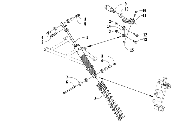 SHOCK ABSORBER AND SWAY BAR ASSEMBLY