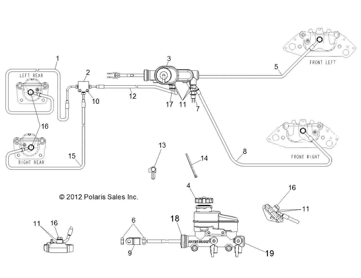 BRAKES, LINES and MASTER CYLINDER - R13TH76/7E ALL OPTIONS (49RGRBRAKELINES13800EFI)