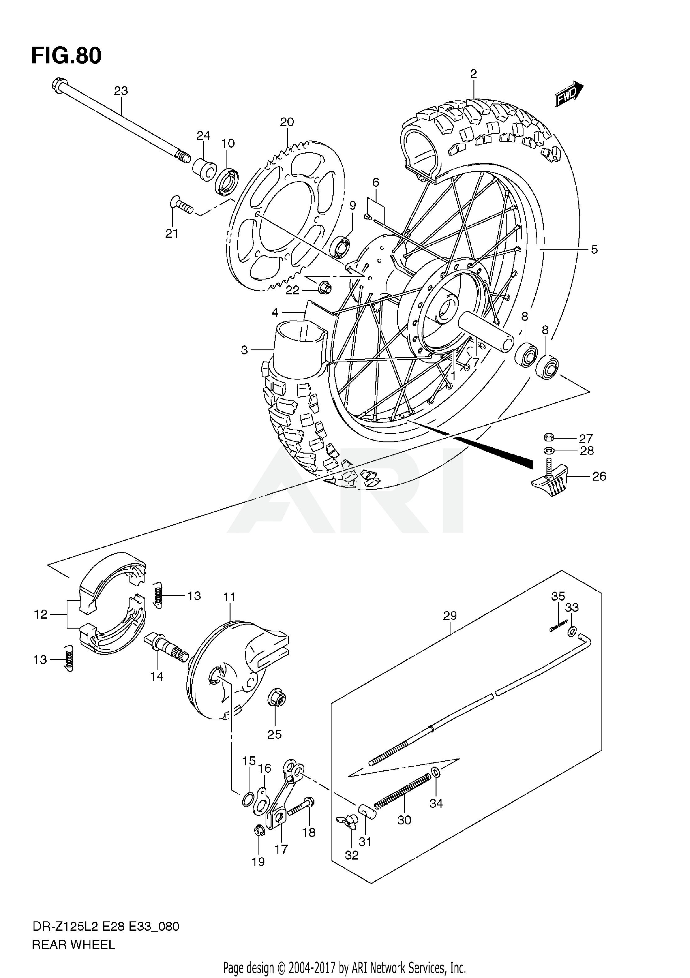 REAR WHEEL (DR-Z125 E33)