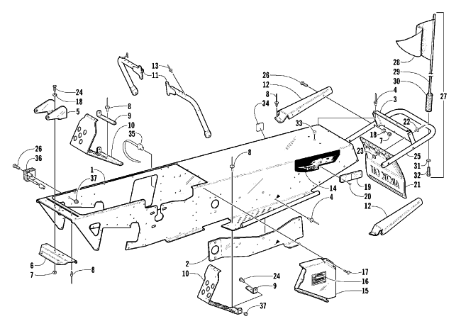 CHASSIS, FOOTREST, AND REAR BUMPER ASSEMBLY