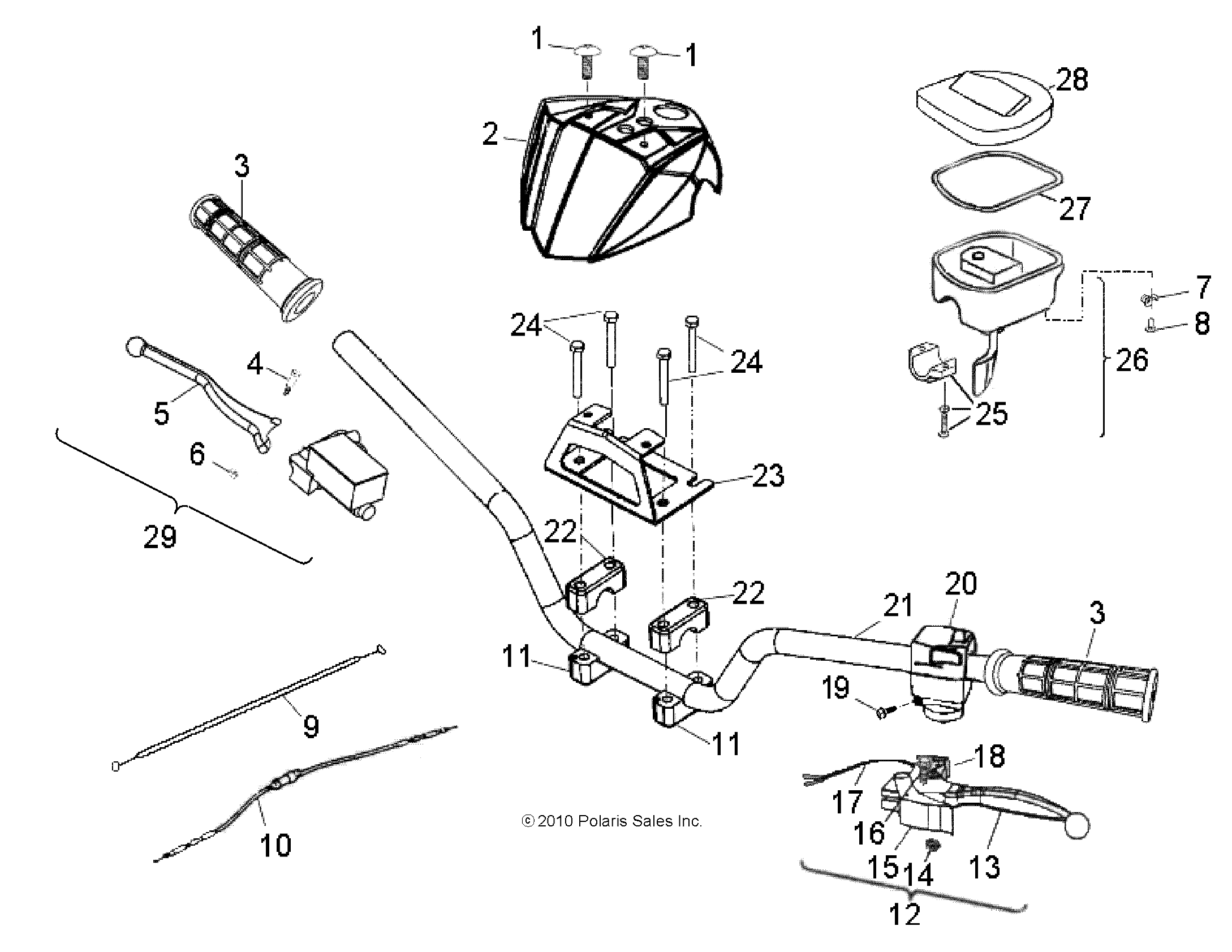 STEERING, HANDLEBAR - A16YAP20AF (49ATVHANDLEBAR11PHX)