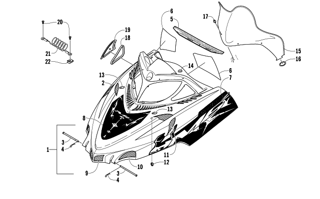 HOOD AND WINDSHIELD ASSEMBLY