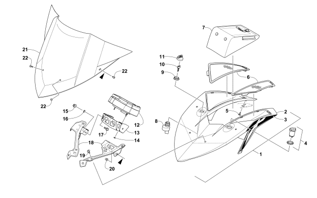 WINDSHIELD AND INSTRUMENTS ASSEMBLIES