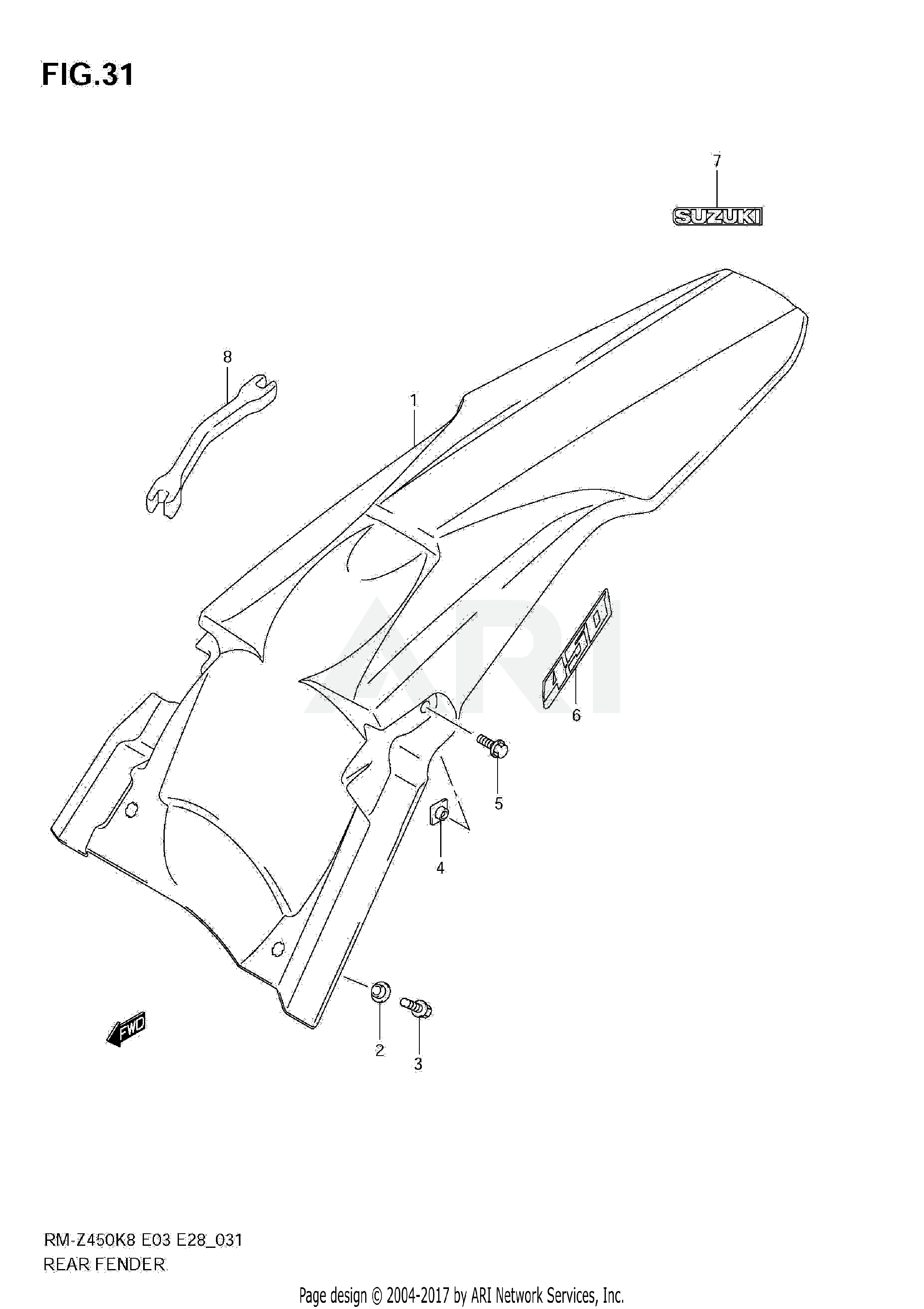 REAR FENDER (RM-Z450 K8/K9/L0)