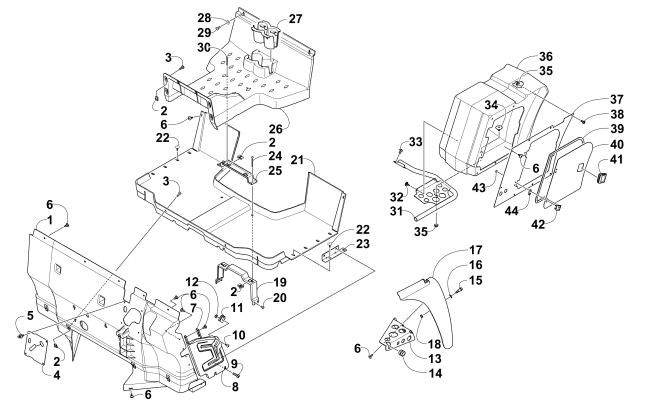 CONSOLE, FLOOR PANEL & STORAGE BOX ASSEMBLY