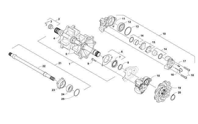 DRIVE TRAIN SHAFTS AND BRAKE ASSEMBLIES