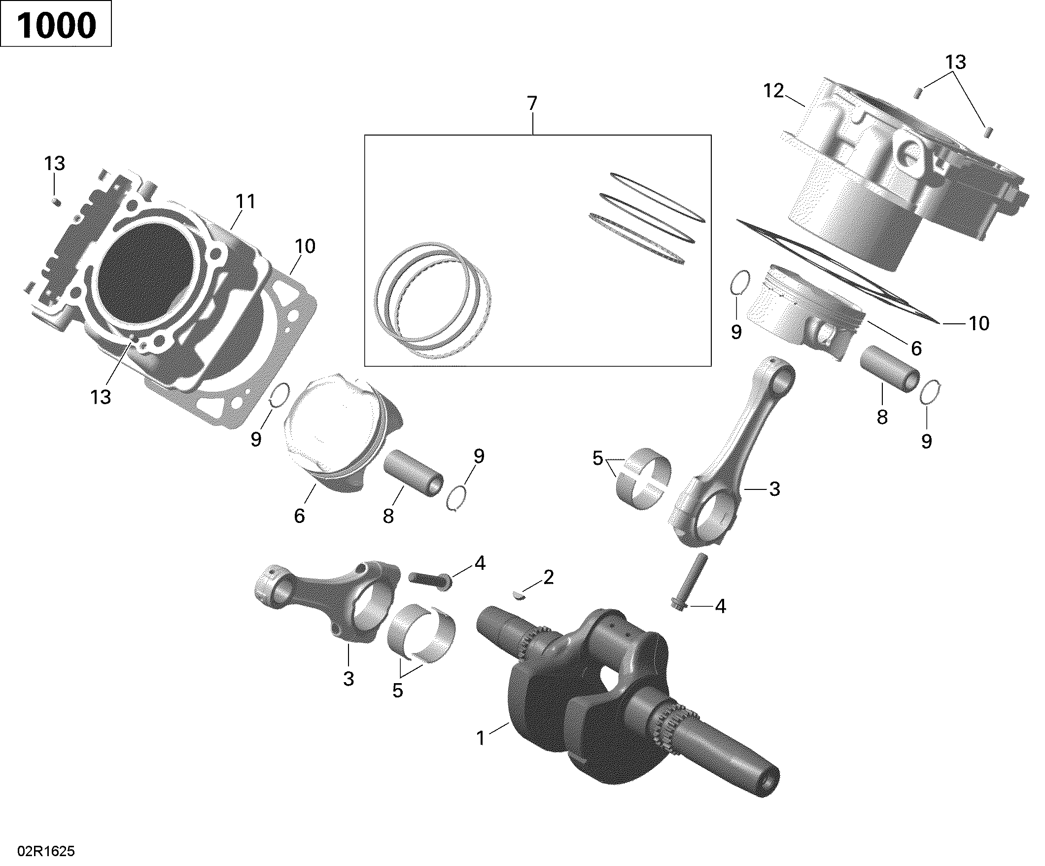 Crankshaft, Piston and Cylinder - 1000R EFI