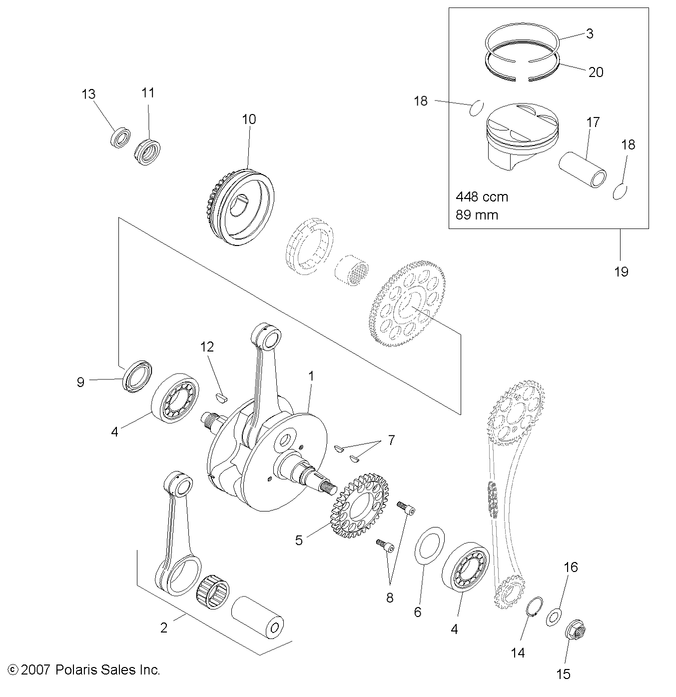 ENGINE, CRANKSHAFT and PISTON - A10GJ45AA (49ATVCRANKSHAFT08OUT450S)