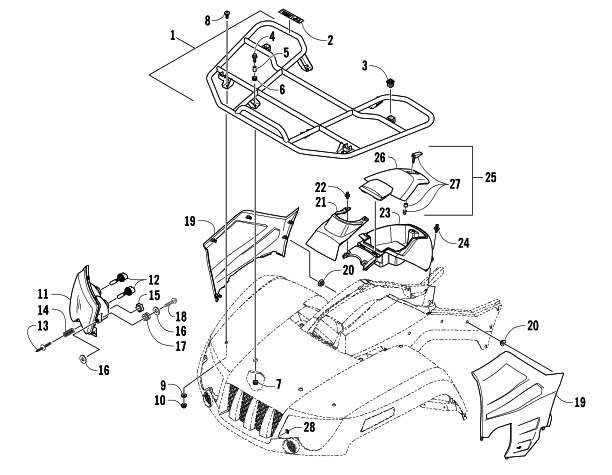 FRONT RACK AND HEADLIGHT ASSEMBLIES