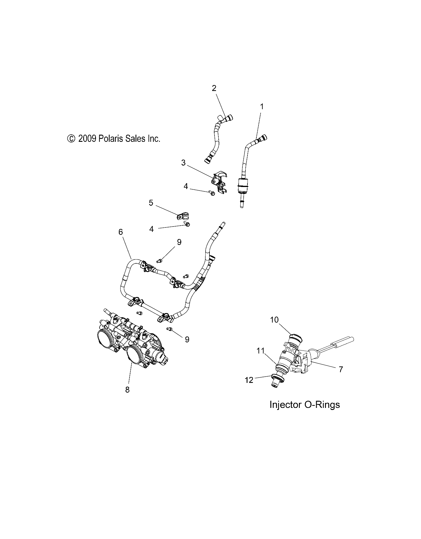 FUEL SYSTEM, RAIL, LINES and THROTTLE BODY - S11PS6HSA/HSL (49SNOWFUELLINE10600IQ)