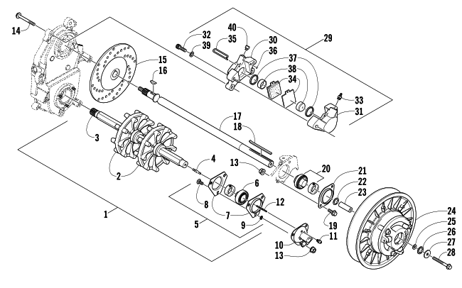 DRIVE TRAIN SHAFT AND BRAKE ASSEMBLIES