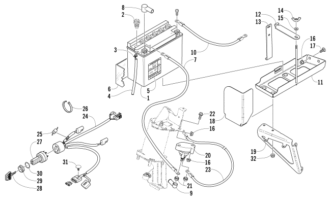 BATTERY, SOLENOID, AND CABLES