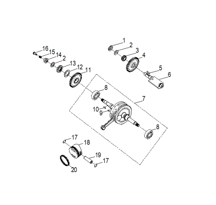 ENGINE, CRANKSHAFT and PISTON - A16YAP20AF (A00035)