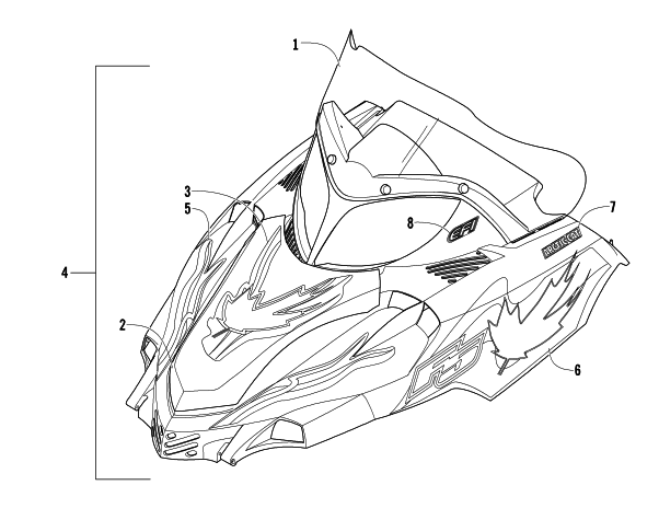 HOOD AND WINDSHIELD ASSEMBLY