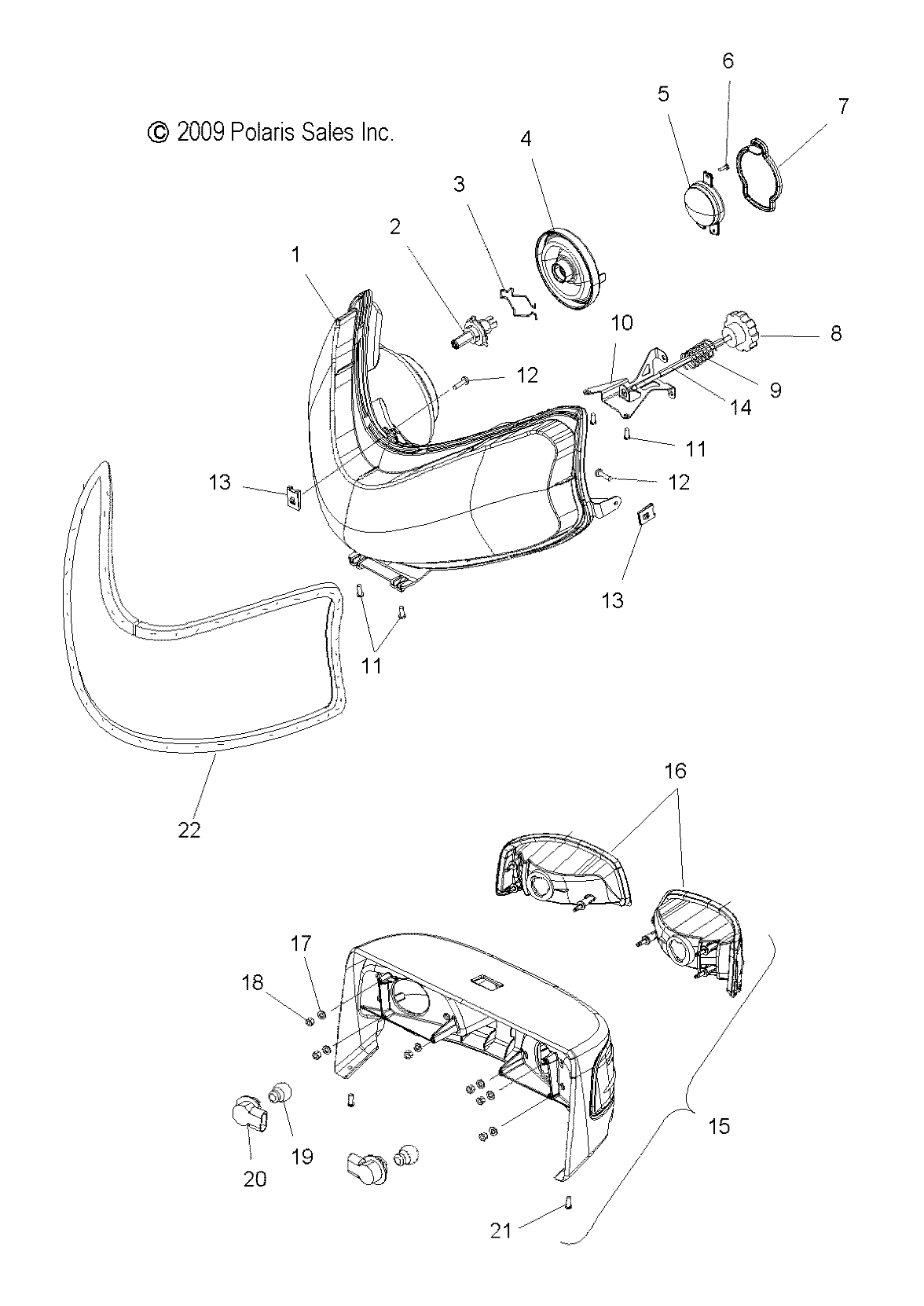 ELECTRICAL, HEADLIGHT and TAILLIGHT - S12PT7FSL (49SNOWHEADLGHT10600TRG)