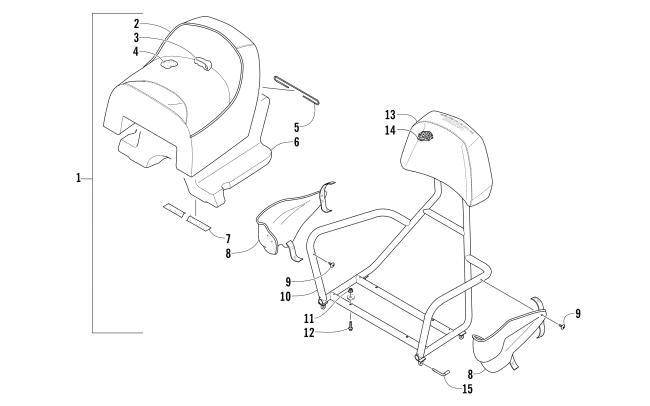 REAR PASSENGER SEAT AND BACKREST ASSEMBLY