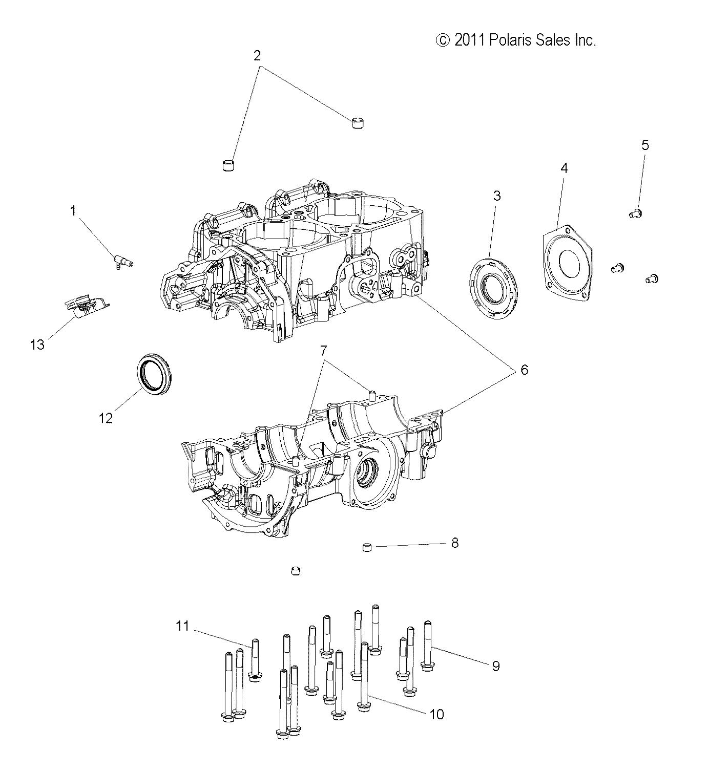 ENGINE, CRANKCASE - S12BF8GSA/GSL (49SNOWCRANKCASE12800SB)