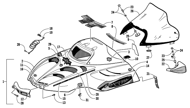 HOOD AND WINDSHIELD ASSEMBLY