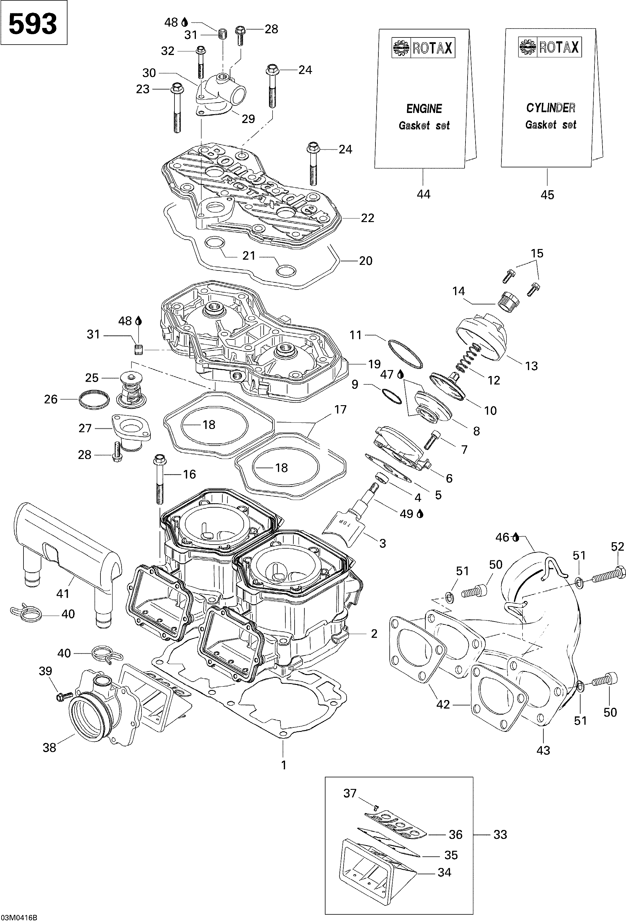 Cylinder, Exhaust Manifold (593)