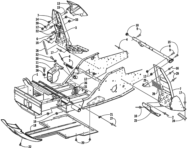 FRONT FRAME AND FOOTREST ASSEMBLY