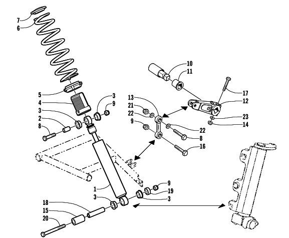 SHOCK ABSORBER AND SWAY BAR ASSEMBLY