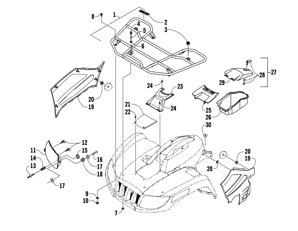 FRONT RACK AND HEADLIGHT ASSEMBLIES