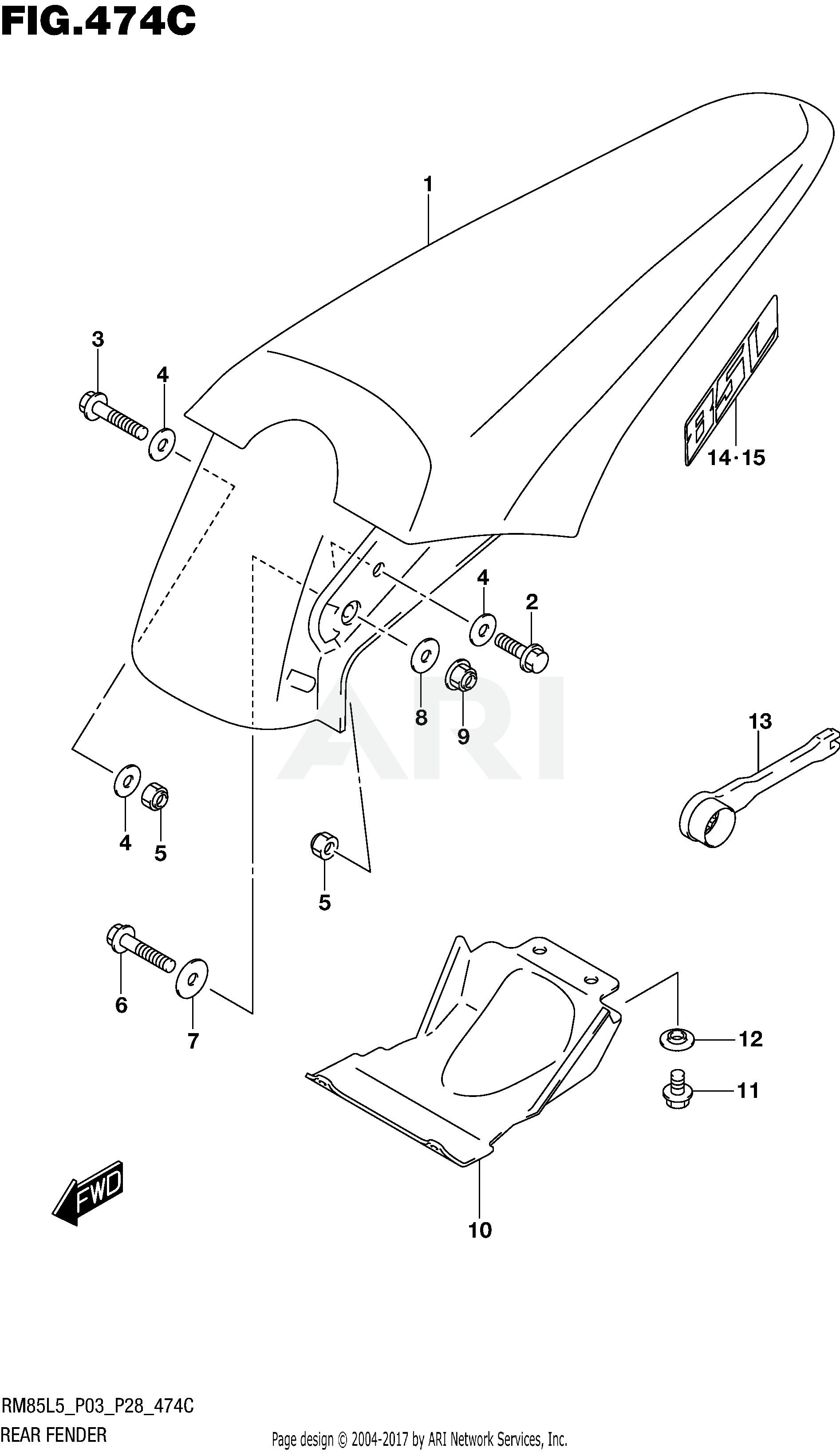 REAR FENDER (RM85LL5 P28)