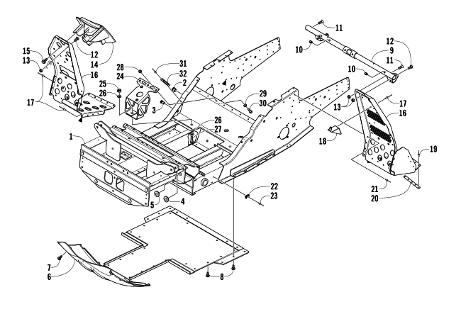 FRONT FRAME AND FOOTREST ASSEMBLY