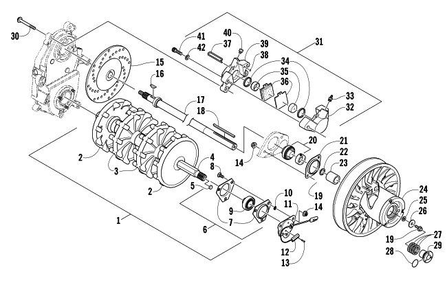 DRIVE TRAIN SHAFT AND BRAKE ASSEMBLIES