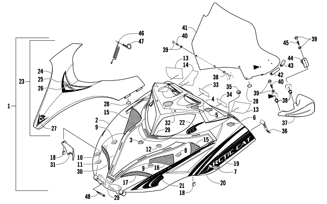 HOOD AND WINDSHIELD ASSEMBLY