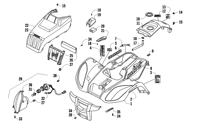 FRONT BODY PANEL AND HEADLIGHT ASSEMBLIES