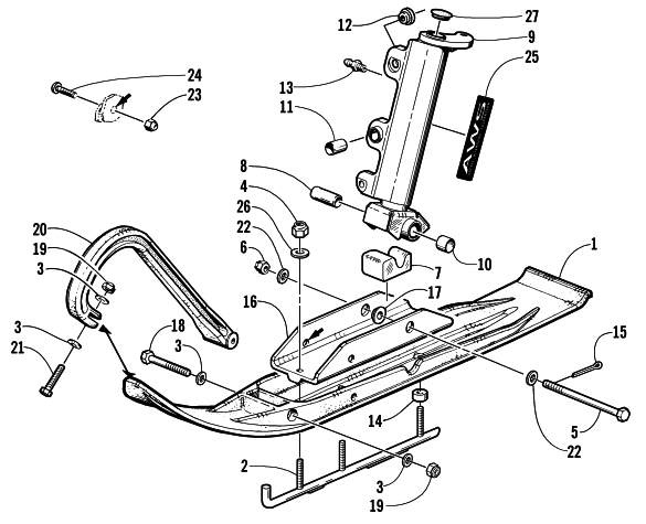 SKI AND SPINDLE ASSEMBLY